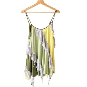 GiGio Women’s Tattered Cami Bobo Tunic Top. Color Block Distressed. Sz L